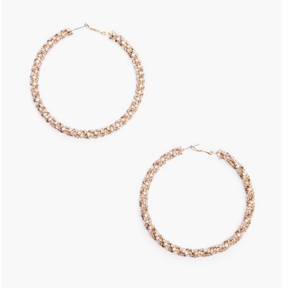 Rhinestone Twist Hoops - Picture 3 of 7